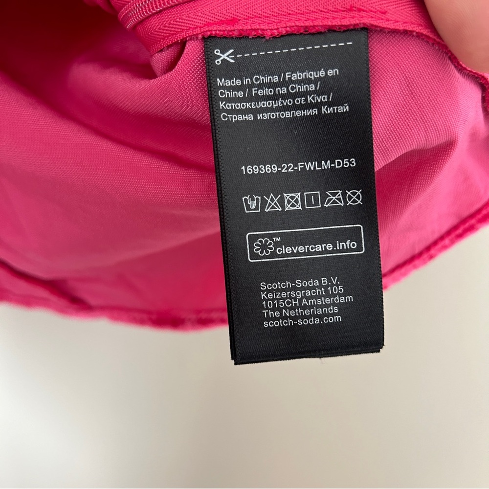 Scotch & Soda Blouse Pink Fitted Puff Sleeve Velvet Planet Love Ruched Top - Picture 12 of 14